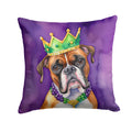 Boxer King of Mardi Gras Decorative Throw Pillow 14x14 Indoor Outdoor Accent Cushion, Fabric Cover with Insert for Sofa, Bed, Porch & Living Room
