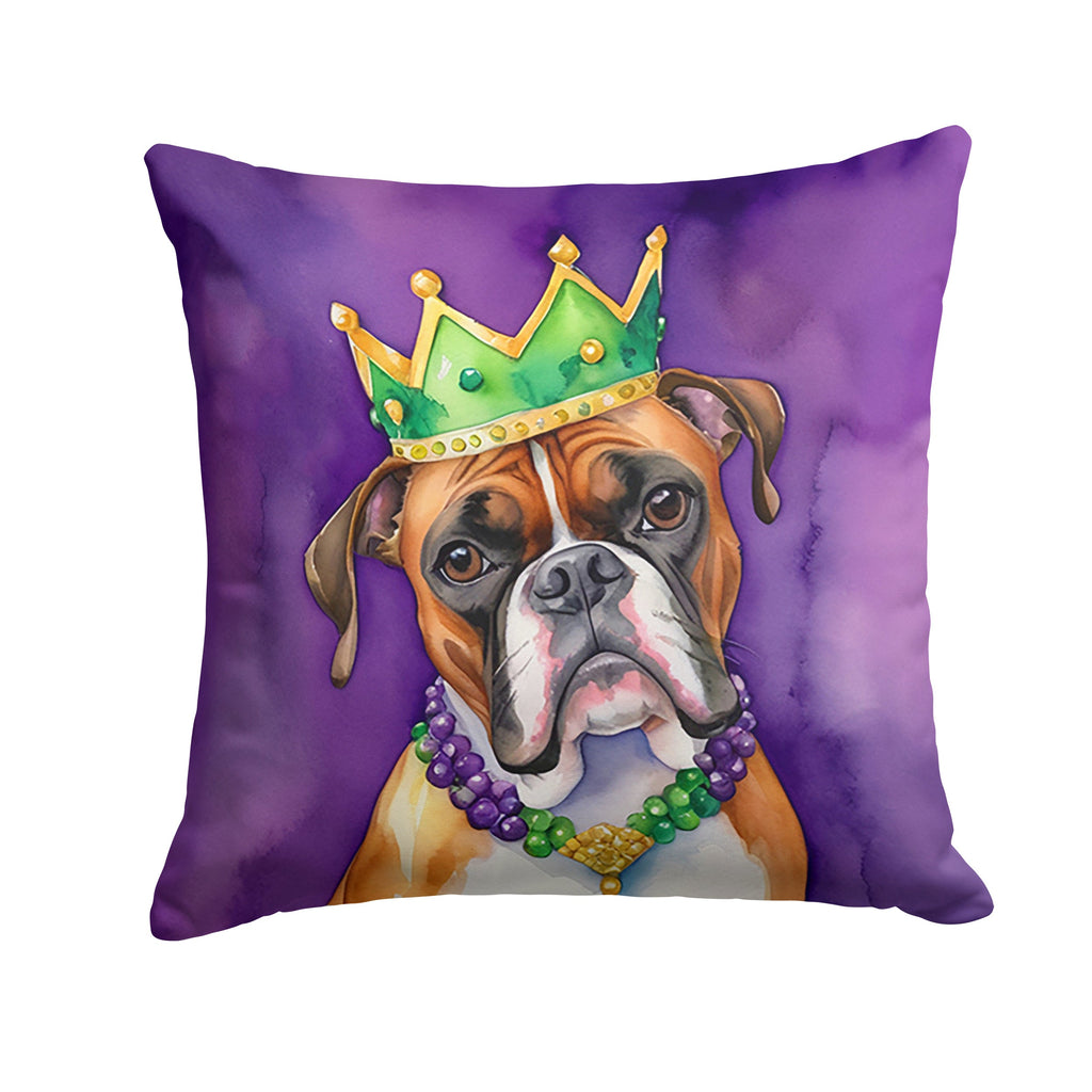Boxer King of Mardi Gras Decorative Throw Pillow 18x18 Indoor Outdoor Accent Cushion, Fabric Cover with Insert for Sofa, Bed, Porch & Living Room