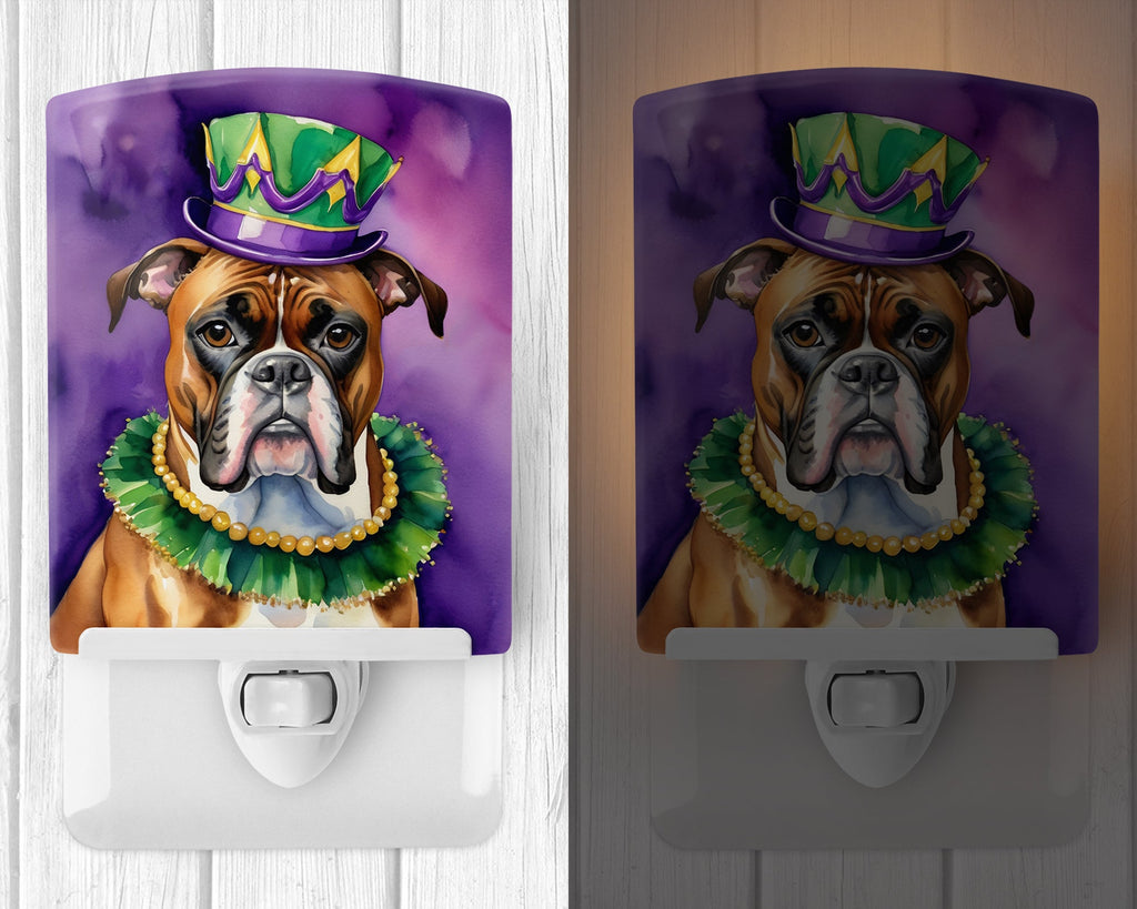 Boxer King of Mardi Gras Ceramic Night Light Compact, UL-Certified, Ideal for Bedroom, Bathroom, Nursery, Hallway, Kitchen, 6x4x3, Multicolor