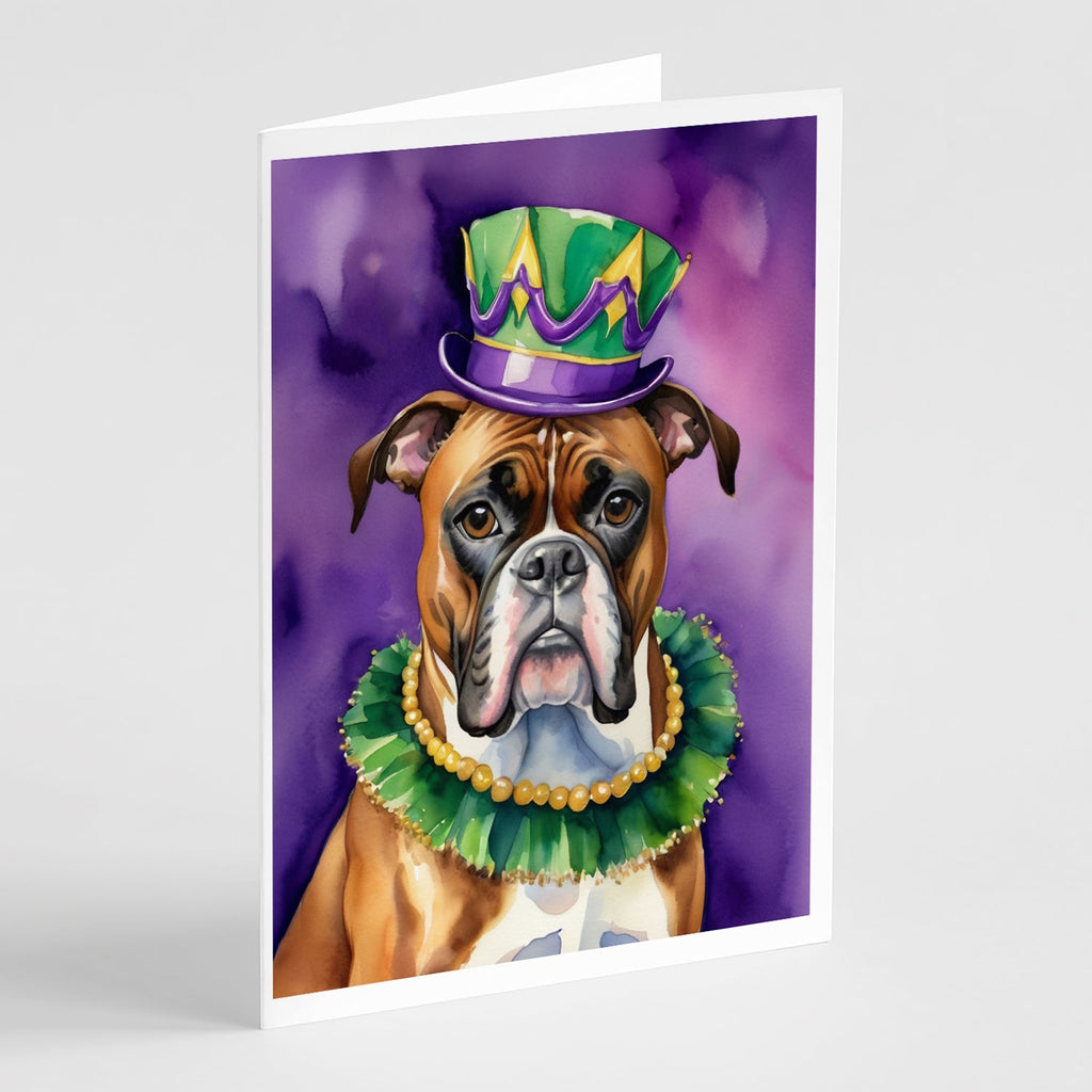 Boxer King of Mardi Gras Greeting Cards Pack of 8 Blank Cards with Envelopes Whimsical A7 Size 5x7