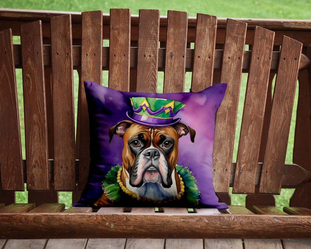 Boxer King of Mardi Gras Decorative Throw Pillow 14x14 Indoor Outdoor Accent Cushion, Fabric Cover with Insert for Sofa, Bed, Porch & Living Room