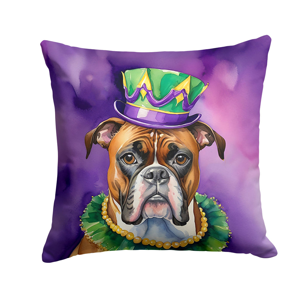 Boxer King of Mardi Gras Decorative Throw Pillow 18x18 Indoor Outdoor Accent Cushion, Fabric Cover with Insert for Sofa, Bed, Porch & Living Room