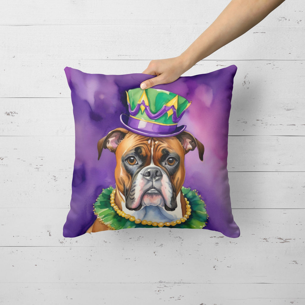 Boxer King of Mardi Gras Decorative Throw Pillow 18x18 Indoor Outdoor Accent Cushion, Fabric Cover with Insert for Sofa, Bed, Porch & Living Room