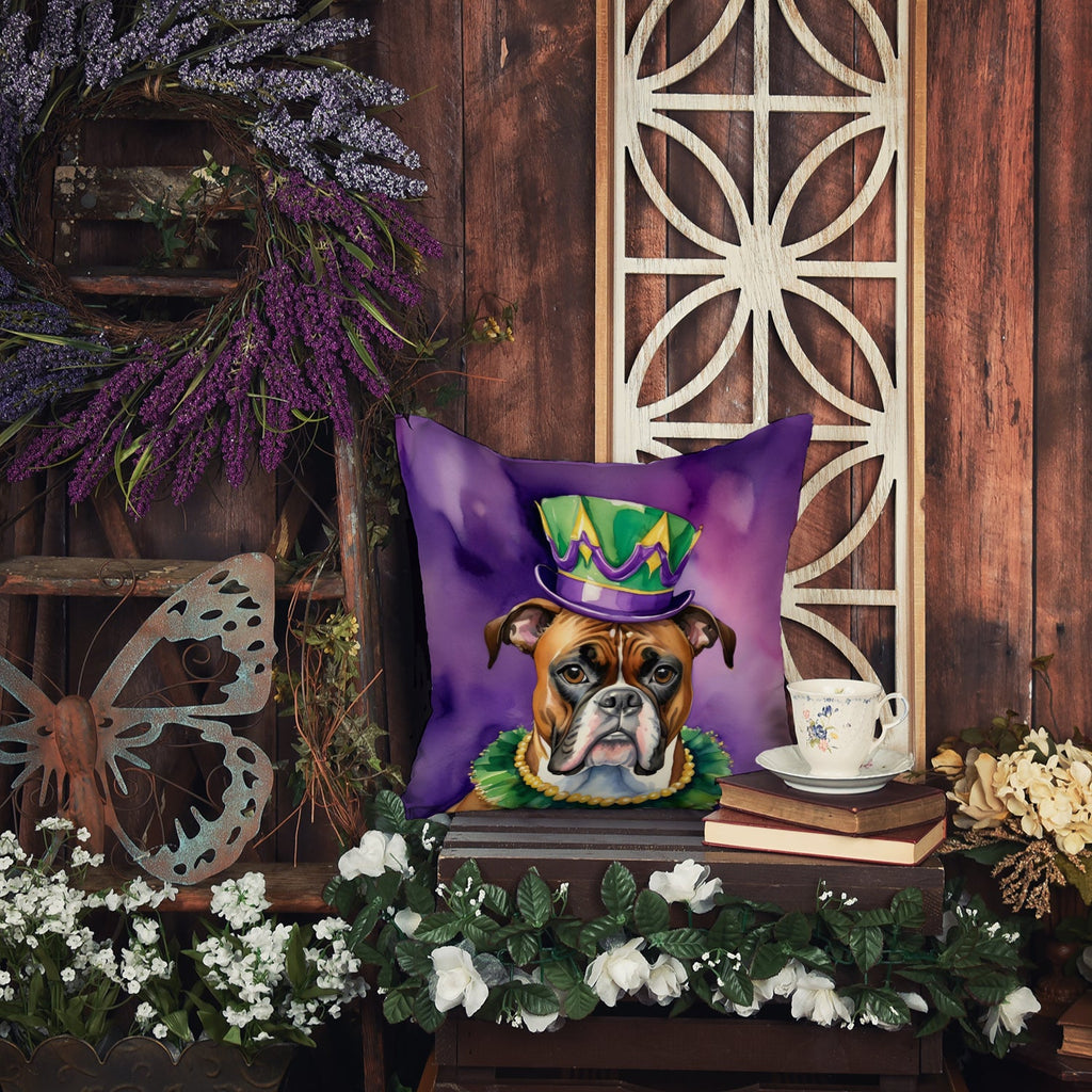 Boxer King of Mardi Gras Decorative Throw Pillow 18x18 Indoor Outdoor Accent Cushion, Fabric Cover with Insert for Sofa, Bed, Porch & Living Room