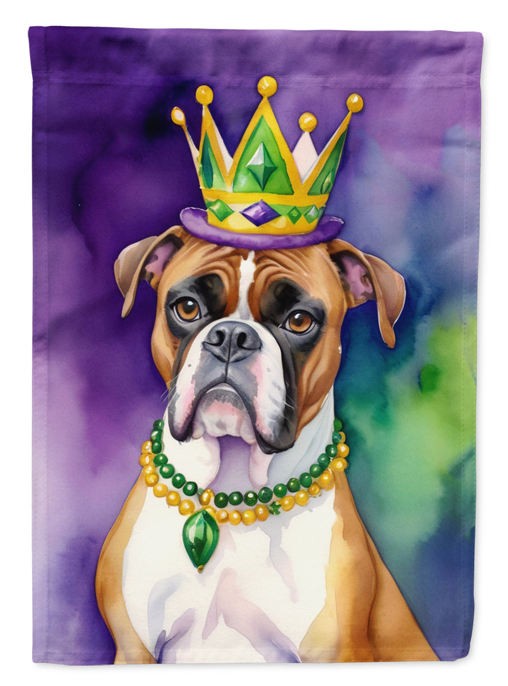 Boxer King of Mardi Gras House Flag 28x40 Porch Sleeve Pole Decorative Outside Yard Banner Artwork Wall Hanging, Polyester