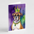 Boxer King of Mardi Gras Greeting Cards Pack of 8 Blank Cards with Envelopes Whimsical A7 Size 5x7