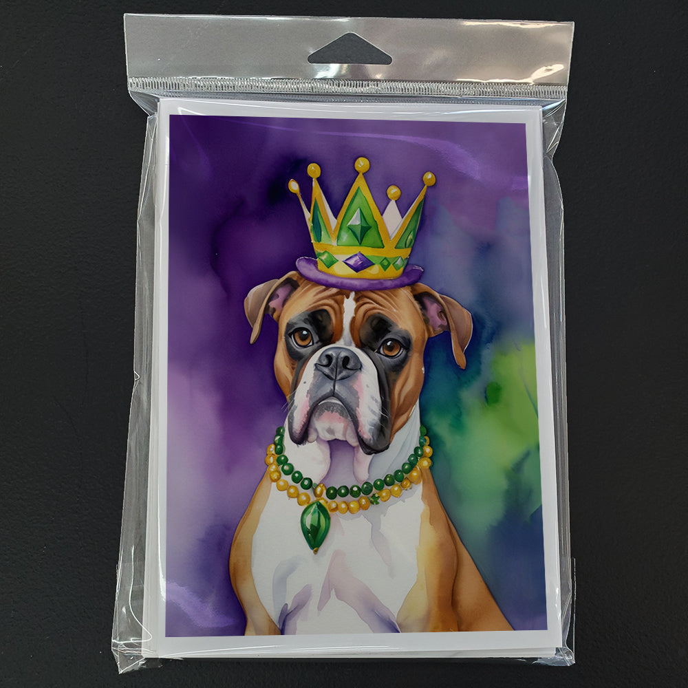 Boxer King of Mardi Gras Greeting Cards Pack of 8 Blank Cards with Envelopes Whimsical A7 Size 5x7