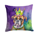 Boxer King of Mardi Gras Decorative Throw Pillow 14x14 Indoor Outdoor Accent Cushion, Fabric Cover with Insert for Sofa, Bed, Porch & Living Room
