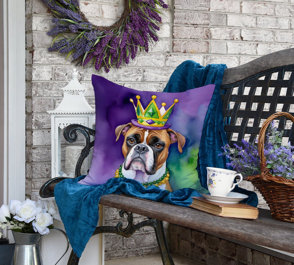 Boxer King of Mardi Gras Decorative Throw Pillow 18x18 Indoor Outdoor Accent Cushion, Fabric Cover with Insert for Sofa, Bed, Porch & Living Room