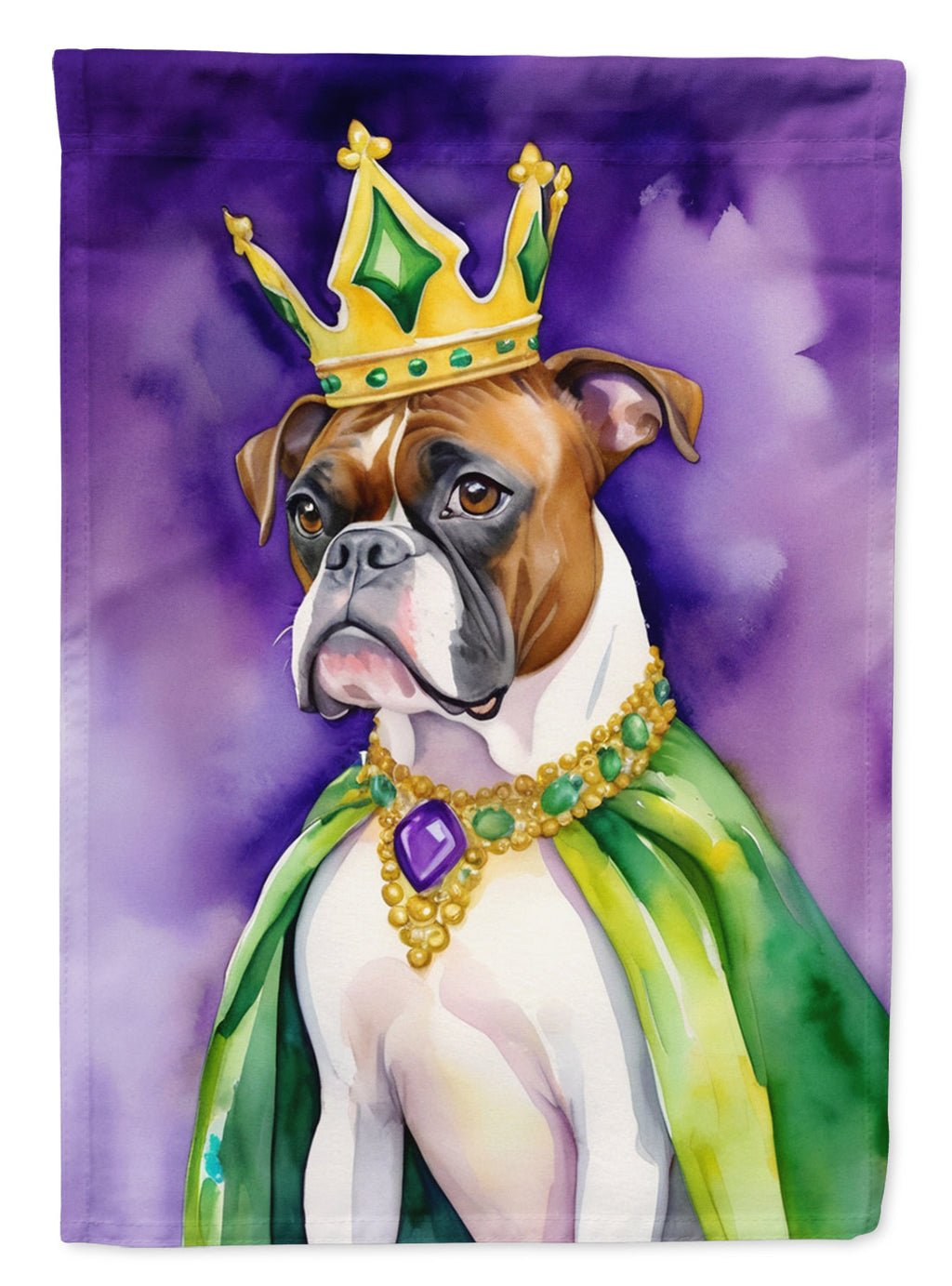 Boxer King of Mardi Gras House Flag 28x40 Porch Sleeve Pole Decorative Outside Yard Banner Artwork Wall Hanging, Polyester
