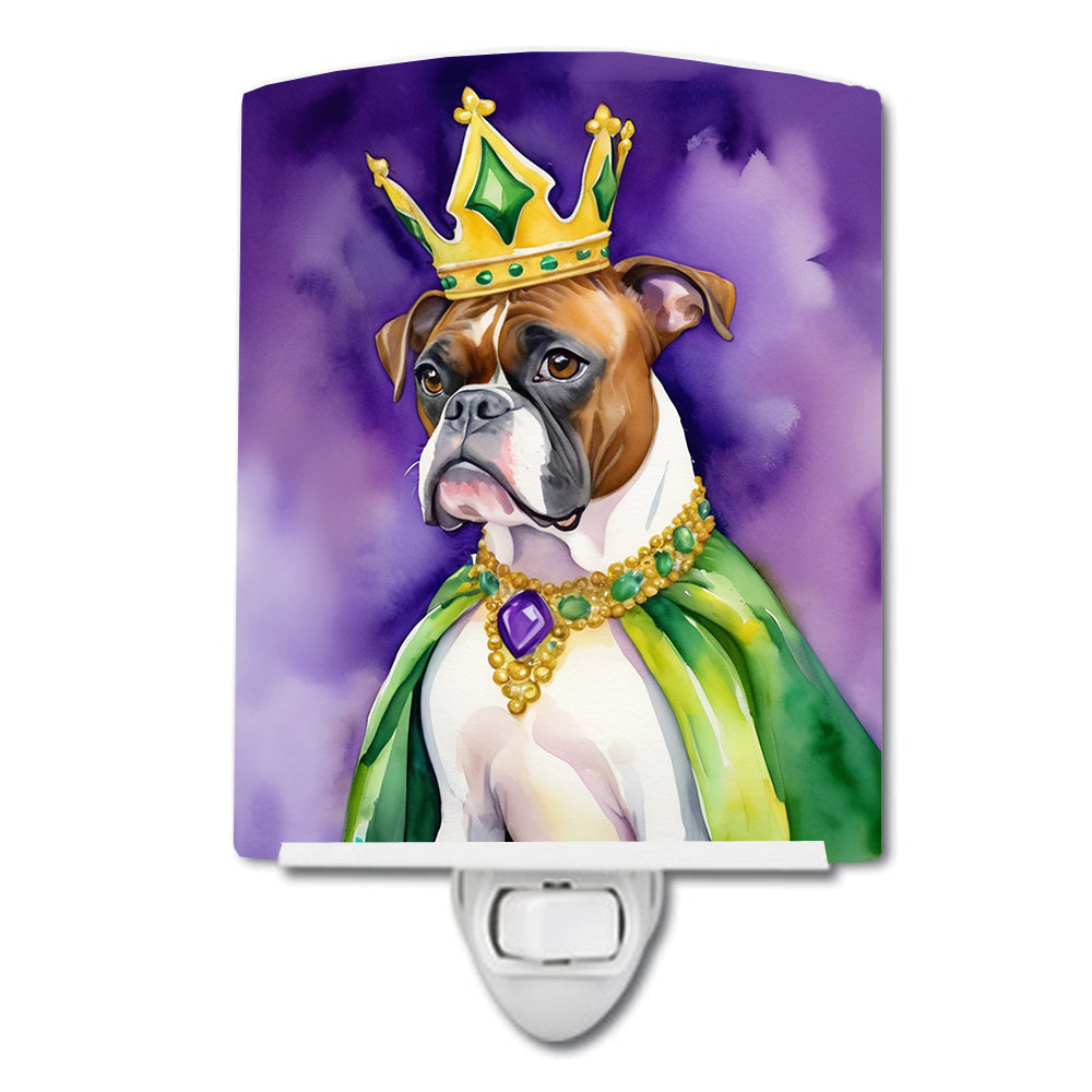 Boxer King of Mardi Gras Ceramic Night Light Compact, UL-Certified, Ideal for Bedroom, Bathroom, Nursery, Hallway, Kitchen, 6x4x3, Multicolor
