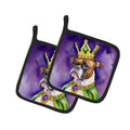 Boxer King of Mardi Gras Pot Holder Set of 2 Heat Resistant Quilted Hot Pads 7.5 x 7.5 Inch, Insulated Kitchen Trivets for Cooking & Baking