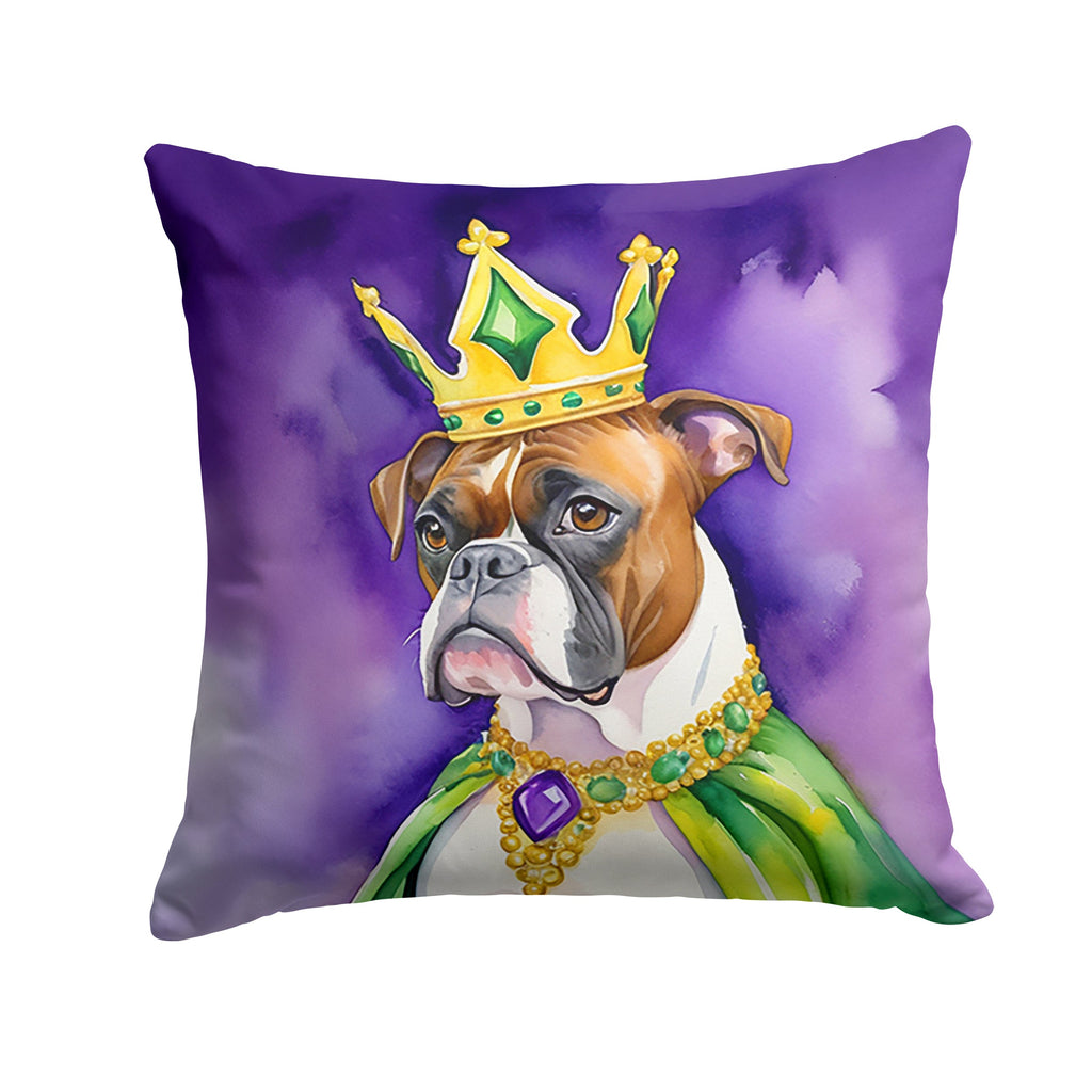 Boxer King of Mardi Gras Decorative Throw Pillow 18x18 Indoor Outdoor Accent Cushion, Fabric Cover with Insert for Sofa, Bed, Porch & Living Room