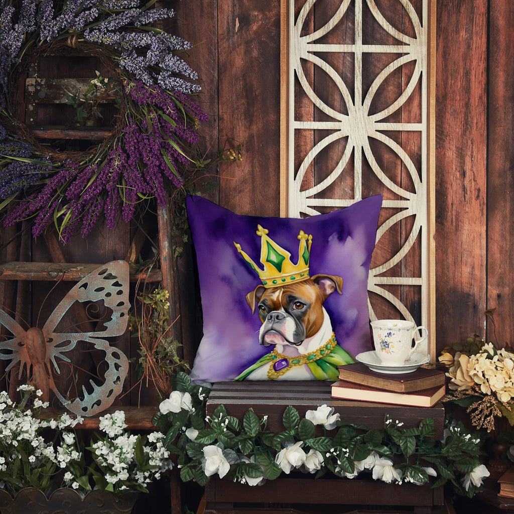 Boxer King of Mardi Gras Decorative Throw Pillow 18x18 Indoor Outdoor Accent Cushion, Fabric Cover with Insert for Sofa, Bed, Porch & Living Room