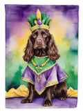 Boykin Spaniel King of Mardi Gras House Flag 28x40 Porch Sleeve Pole Decorative Outside Yard Banner Artwork Wall Hanging, Polyester