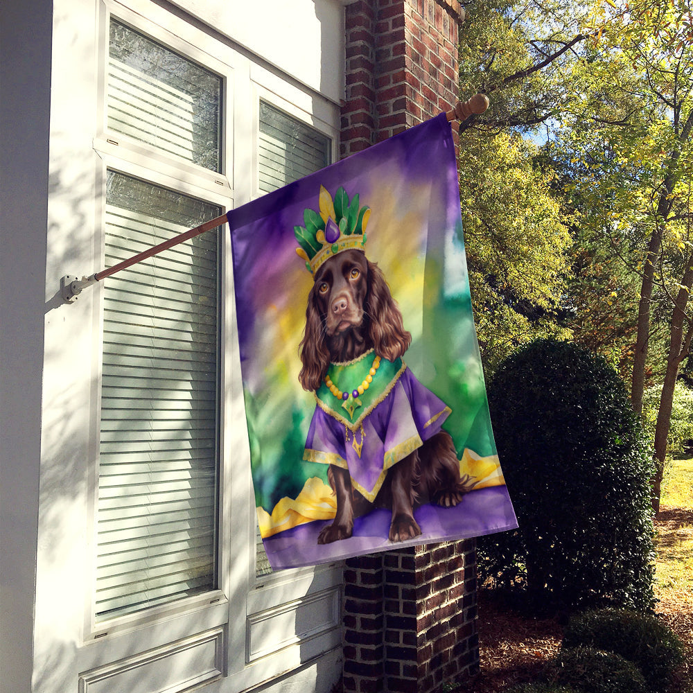 Boykin Spaniel King of Mardi Gras House Flag 28x40 Porch Sleeve Pole Decorative Outside Yard Banner Artwork Wall Hanging, Polyester