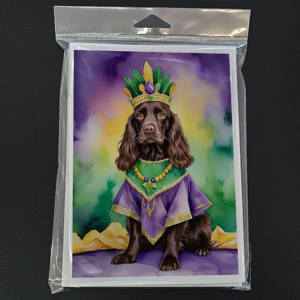 Boykin Spaniel King of Mardi Gras Greeting Cards Pack of 8 Blank Cards with Envelopes Whimsical A7 Size 5x7