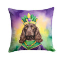 Boykin Spaniel King of Mardi Gras Decorative Throw Pillow 18x18 Indoor Outdoor Accent Cushion, Fabric Cover with Insert for Sofa, Bed, Porch & Living Room
