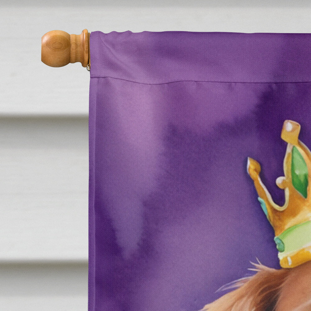 Brittany Spaniel King of Mardi Gras House Flag 28x40 Porch Sleeve Pole Decorative Outside Yard Banner Artwork Wall Hanging, Polyester