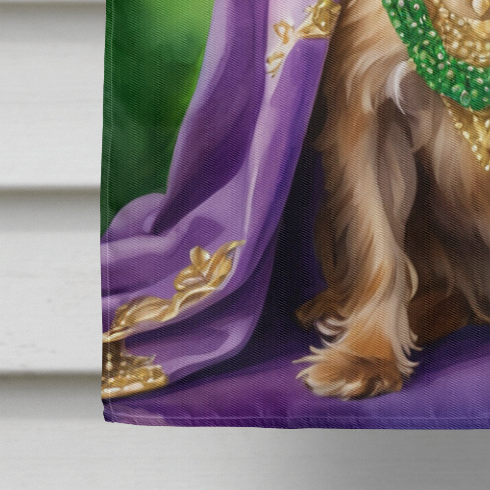 Brussels Griffon King of Mardi Gras House Flag 28x40 Porch Sleeve Pole Decorative Outside Yard Banner Artwork Wall Hanging, Polyester