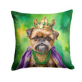 Brussels Griffon King of Mardi Gras Decorative Throw Pillow 14x14 Indoor Outdoor Accent Cushion, Fabric Cover with Insert for Sofa, Bed, Porch & Living Room