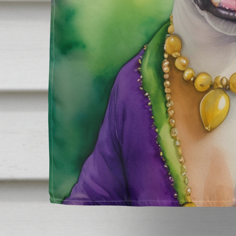Bull Terrier King of Mardi Gras House Flag 28x40 Porch Sleeve Pole Decorative Outside Yard Banner Artwork Wall Hanging, Polyester