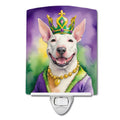 Bull Terrier King of Mardi Gras Ceramic Night Light Compact, UL-Certified, Ideal for Bedroom, Bathroom, Nursery, Hallway, Kitchen, 6x4x3, Multicolor