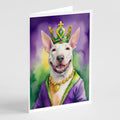 Bull Terrier King of Mardi Gras Greeting Cards Pack of 8 Blank Cards with Envelopes Whimsical A7 Size 5x7