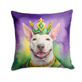 Bull Terrier King of Mardi Gras Decorative Throw Pillow 18x18 Indoor Outdoor Accent Cushion, Fabric Cover with Insert for Sofa, Bed, Porch & Living Room