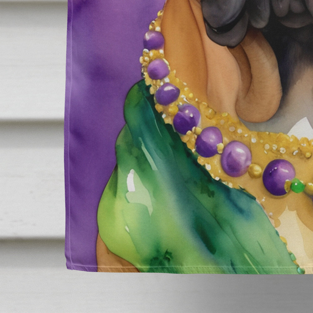 Bullmastiff King of Mardi Gras House Flag 28x40 Porch Sleeve Pole Decorative Outside Yard Banner Artwork Wall Hanging, Polyester