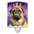 Bullmastiff King of Mardi Gras Ceramic Night Light Compact, UL-Certified, Ideal for Bedroom, Bathroom, Nursery, Hallway, Kitchen, 6x4x3, Multicolor