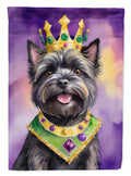 Cairn Terrier King of Mardi Gras House Flag 28x40 Porch Sleeve Pole Decorative Outside Yard Banner Artwork Wall Hanging, Polyester