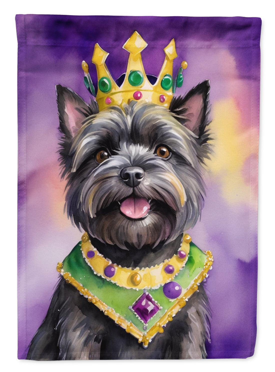 Cairn Terrier King of Mardi Gras House Flag 28x40 Porch Sleeve Pole Decorative Outside Yard Banner Artwork Wall Hanging, Polyester