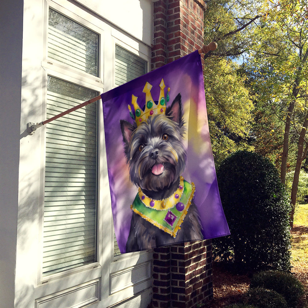 Cairn Terrier King of Mardi Gras House Flag 28x40 Porch Sleeve Pole Decorative Outside Yard Banner Artwork Wall Hanging, Polyester