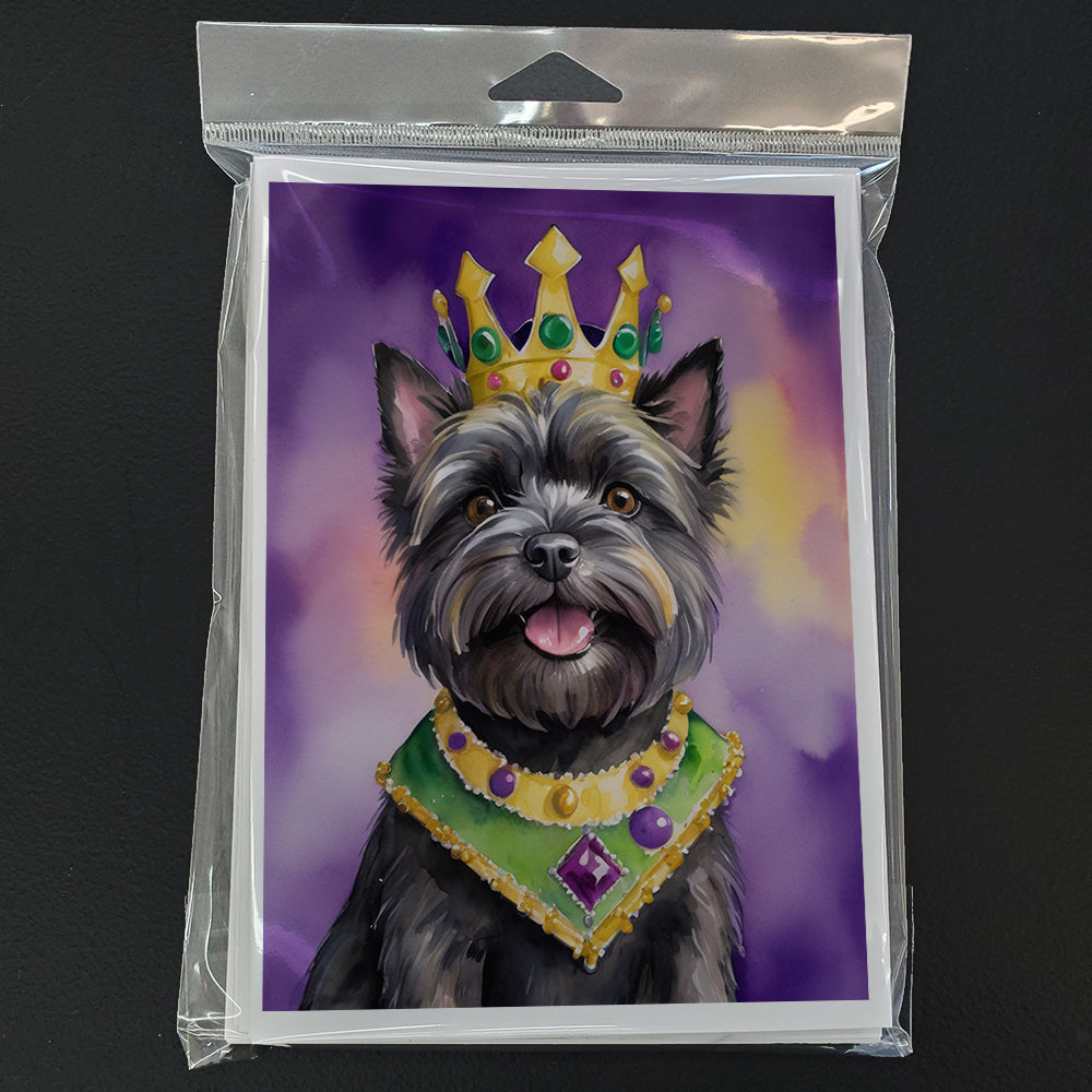 Cairn Terrier King of Mardi Gras Greeting Cards Pack of 8 Blank Cards with Envelopes Whimsical A7 Size 5x7