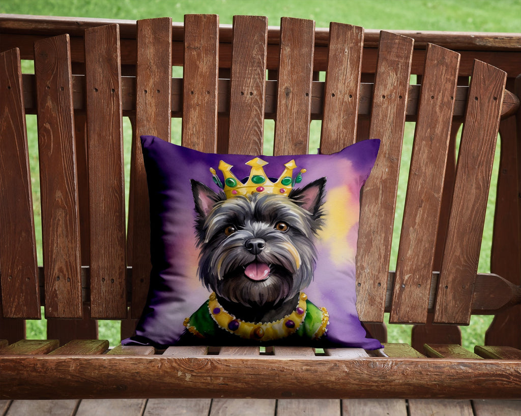Cairn Terrier King of Mardi Gras Decorative Throw Pillow 14x14 Indoor Outdoor Accent Cushion, Fabric Cover with Insert for Sofa, Bed, Porch & Living Room