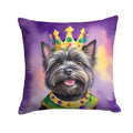 Cairn Terrier King of Mardi Gras Decorative Throw Pillow 18x18 Indoor Outdoor Accent Cushion, Fabric Cover with Insert for Sofa, Bed, Porch & Living Room
