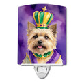 Cairn Terrier King of Mardi Gras Ceramic Night Light Compact, UL-Certified, Ideal for Bedroom, Bathroom, Nursery, Hallway, Kitchen, 6x4x3, Multicolor