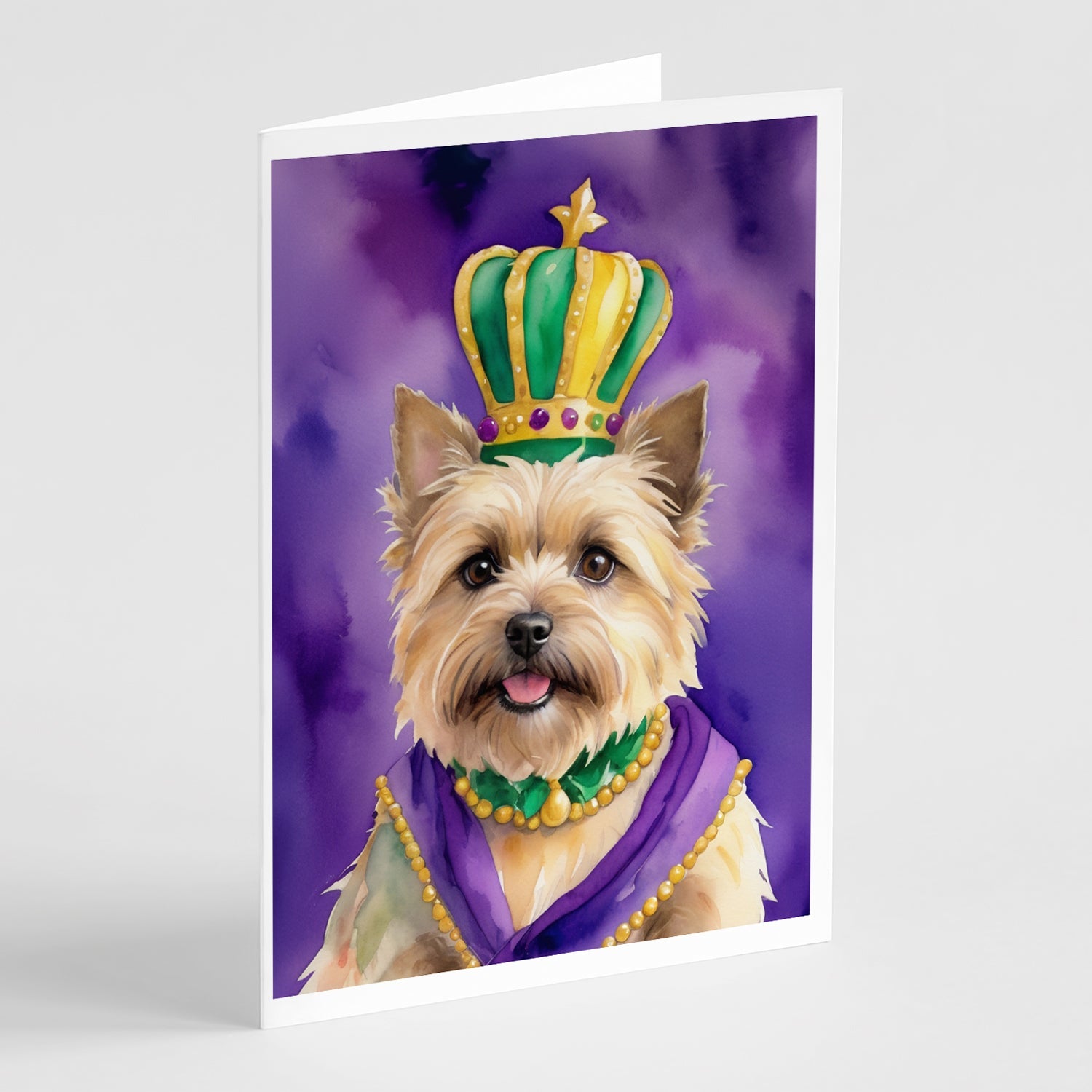 Cairn Terrier King of Mardi Gras Greeting Cards Pack of 8 Blank Cards with Envelopes Whimsical A7 Size 5x7