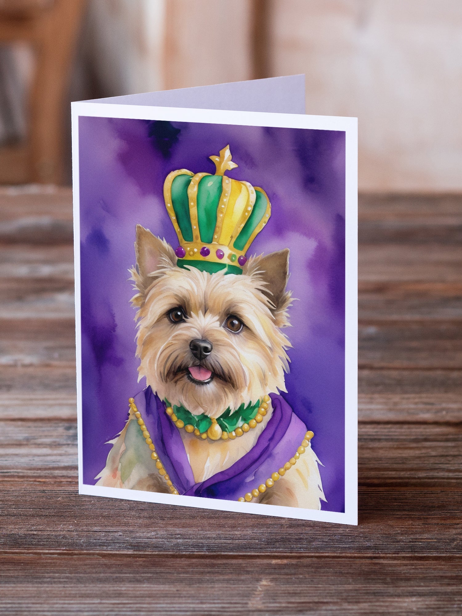 Cairn Terrier King of Mardi Gras Greeting Cards Pack of 8 Blank Cards with Envelopes Whimsical A7 Size 5x7