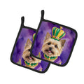 Cairn Terrier King of Mardi Gras Pot Holder Set of 2 Heat Resistant Quilted Hot Pads 7.5 x 7.5 Inch, Insulated Kitchen Trivets for Cooking & Baking