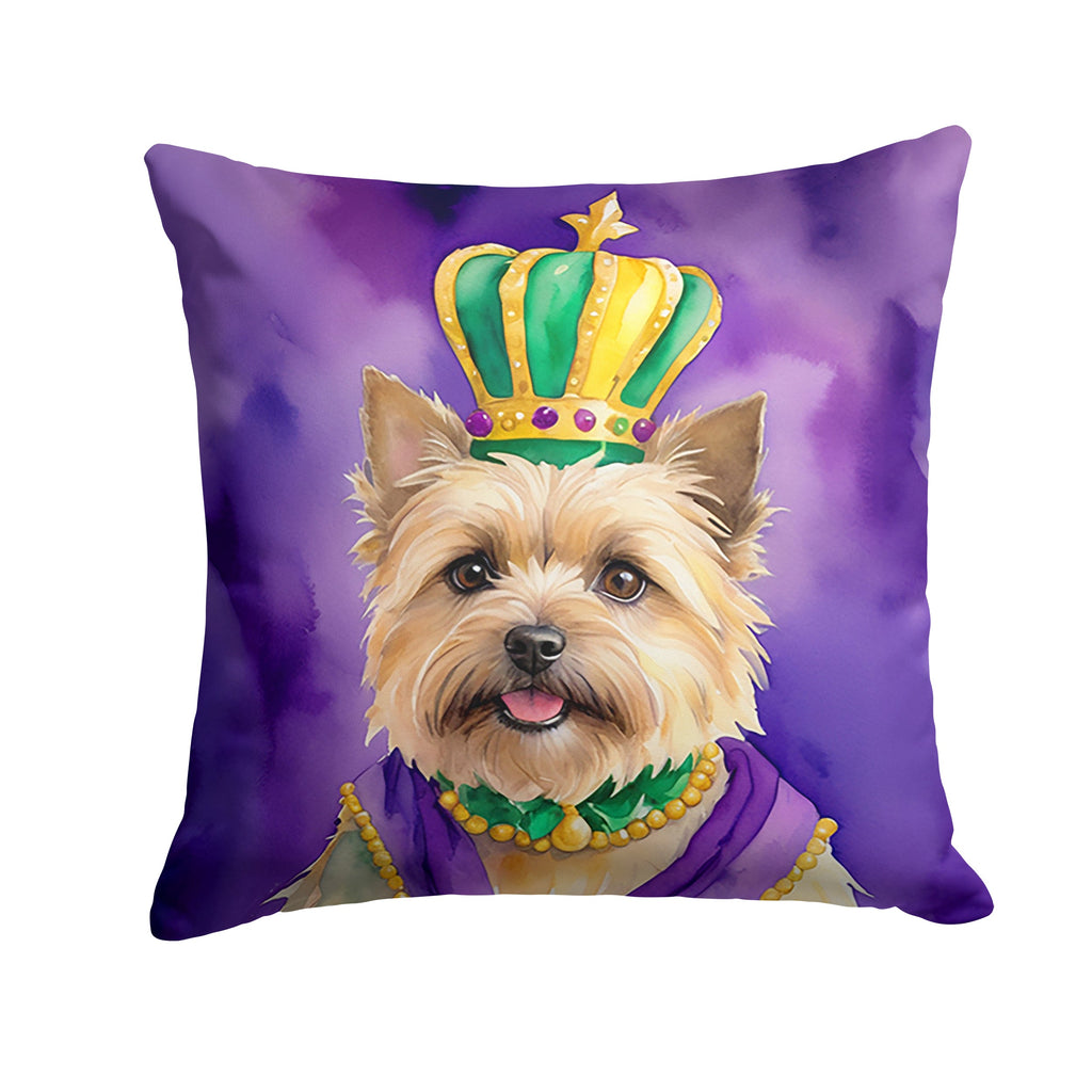 Cairn Terrier King of Mardi Gras Decorative Throw Pillow 14x14 Indoor Outdoor Accent Cushion, Fabric Cover with Insert for Sofa, Bed, Porch & Living Room