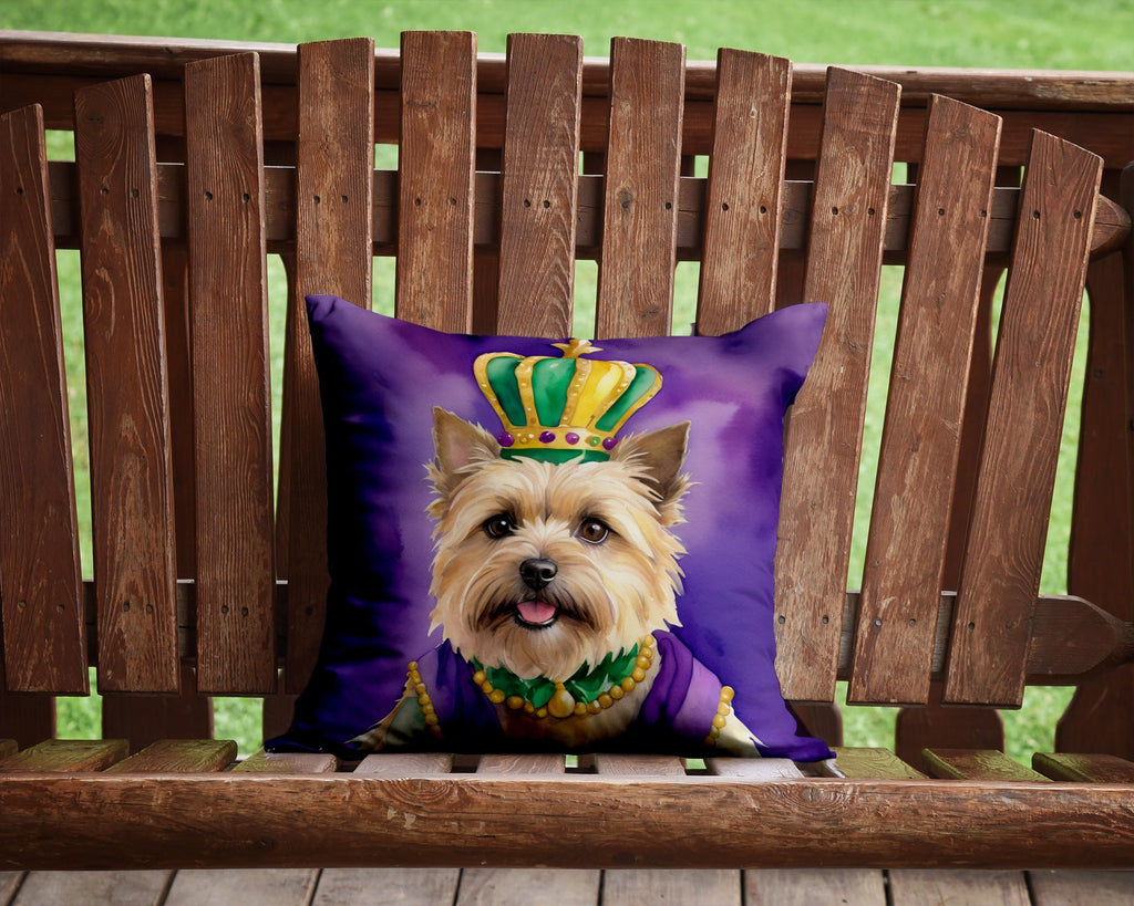 Cairn Terrier King of Mardi Gras Decorative Throw Pillow 14x14 Indoor Outdoor Accent Cushion, Fabric Cover with Insert for Sofa, Bed, Porch & Living Room