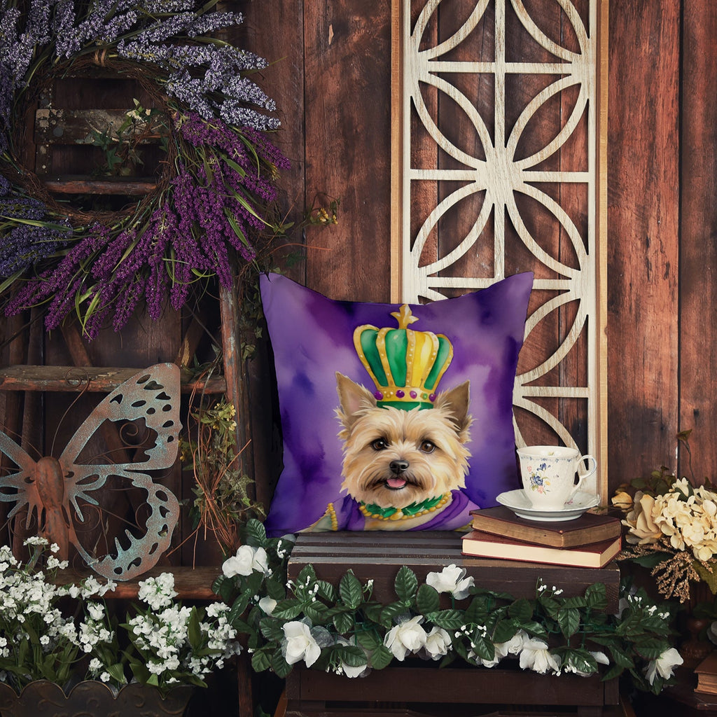 Cairn Terrier King of Mardi Gras Decorative Throw Pillow 18x18 Indoor Outdoor Accent Cushion, Fabric Cover with Insert for Sofa, Bed, Porch & Living Room