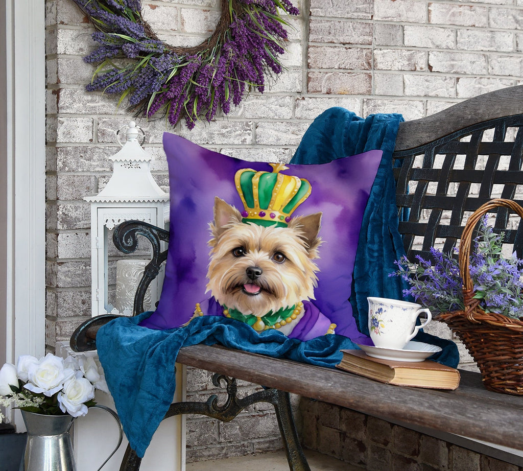 Cairn Terrier King of Mardi Gras Decorative Throw Pillow 18x18 Indoor Outdoor Accent Cushion, Fabric Cover with Insert for Sofa, Bed, Porch & Living Room