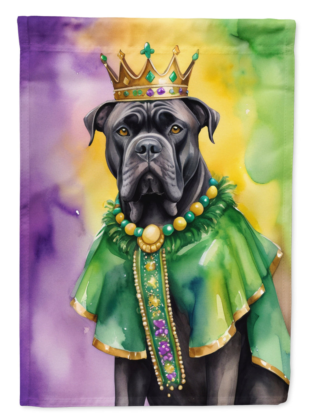 Cane Corso King of Mardi Gras House Flag 28x40 Porch Sleeve Pole Decorative Outside Yard Banner Artwork Wall Hanging, Polyester