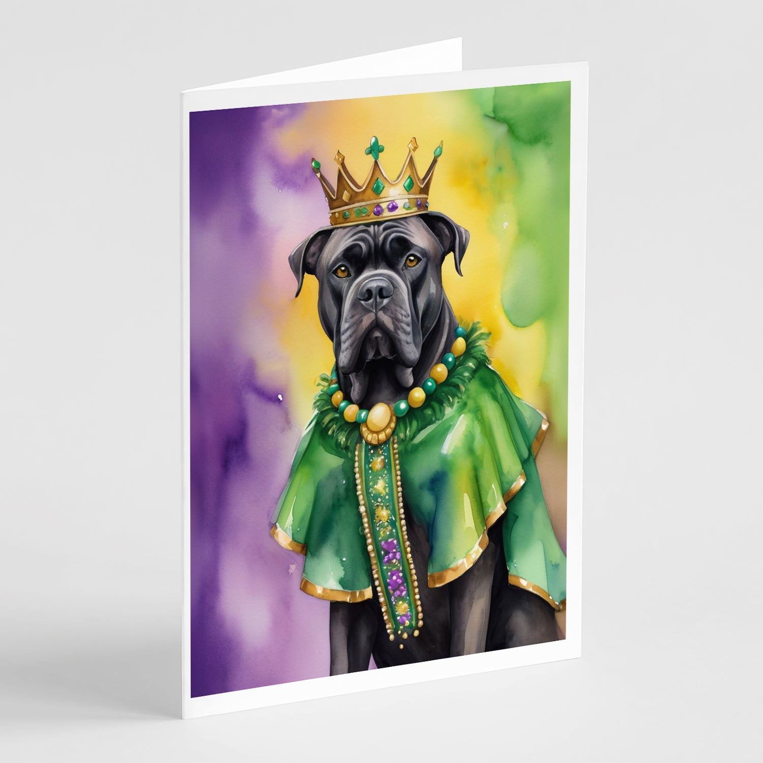 Cane Corso King of Mardi Gras Greeting Cards Pack of 8 Blank Cards with Envelopes Whimsical A7 Size 5x7