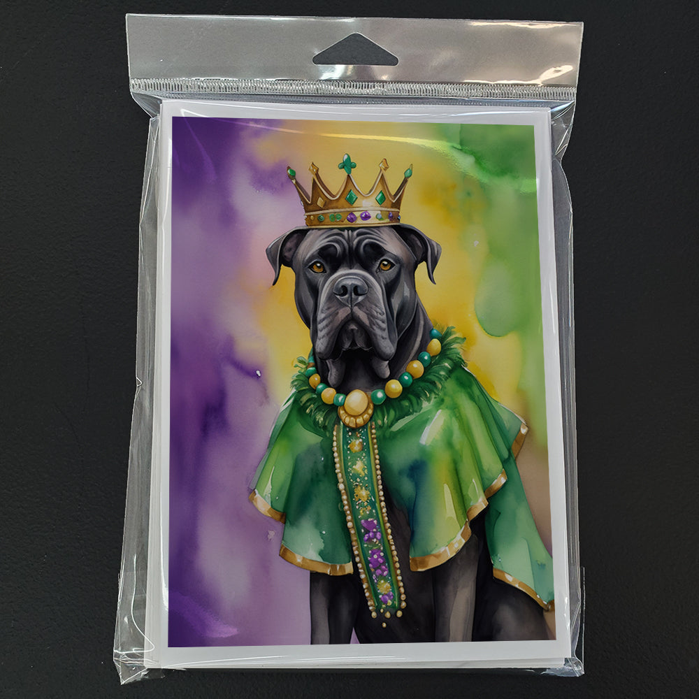 Cane Corso King of Mardi Gras Greeting Cards Pack of 8 Blank Cards with Envelopes Whimsical A7 Size 5x7