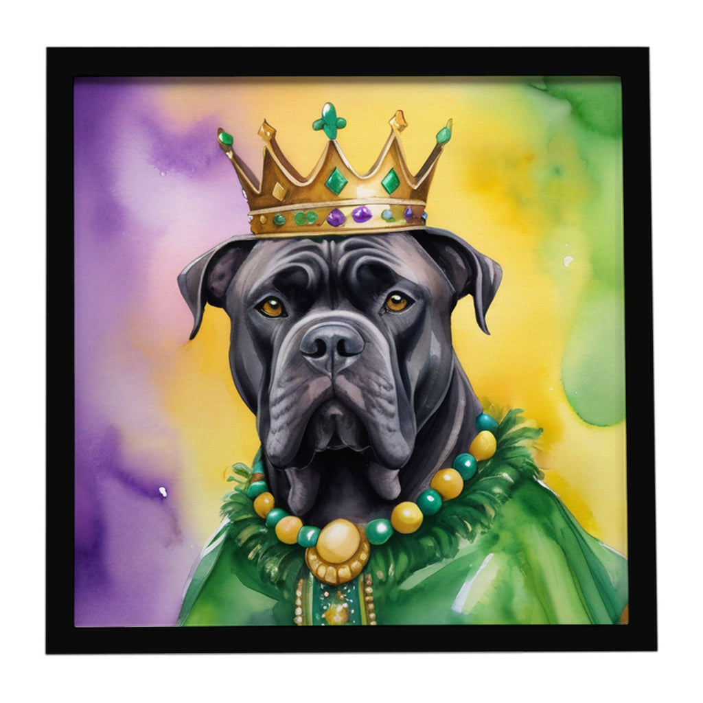 Cane Corso King of Mardi Gras Framed Metal Print Bathroom, Kitchen, Office, Home Decor Wall Art Ready to Hang, Square, 8X8