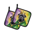 Cane Corso King of Mardi Gras Pot Holder Set of 2 Heat Resistant Quilted Hot Pads 7.5 x 7.5 Inch, Insulated Kitchen Trivets for Cooking & Baking